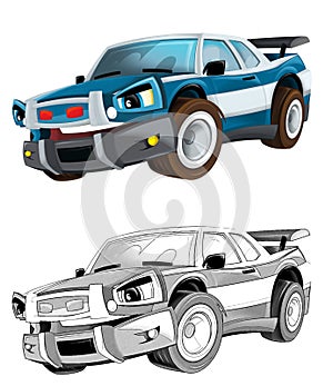 cool looking cartoon racing car hod rod isolated on white background illustration for children witch sketch