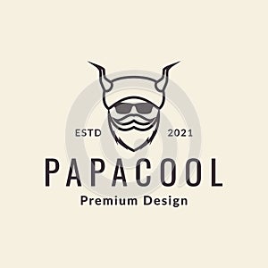 Cool man beard with hat hipster logo design vector graphic symbol icon sign illustration creative idea