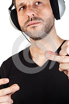 Cool man listening to music