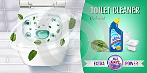 Cool mint fragrance toilet cleaner gel ads.