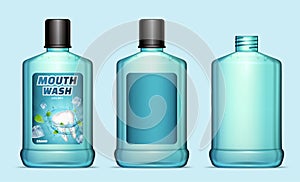 Cool mint mouthwash bottles mockup