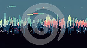 a cool modern pixel inspired city wallpaper design, retro art, ai generated image