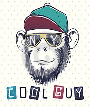 Cool monkey chimpanzee dressed in sunglasses
