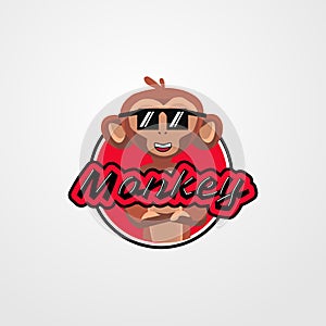 Cool monkey logo design template illustration