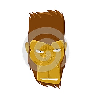 Cool monkey logo vector design illustration. Ape head icon. Gorilla face icon.