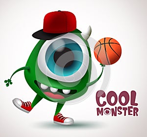 Cool monster basketball character vector design. Basketball player monster creature.