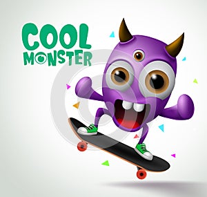 Cool monster skater character vector design. Skater cool monster character creature playing skateboard.