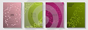 Cool music party posters. Intersecting waves grid backgrounds.