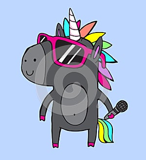 Cool musical Unicorn wearing sunglasses