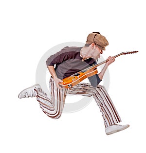 Cool musician on white