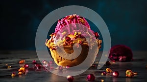 Cool Off with Refreshing Turkish Dondurma on Light Background Food Photography. Generative AI