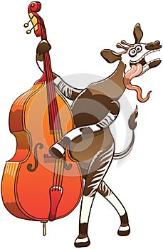 Cool Okapi Playing Double Bass