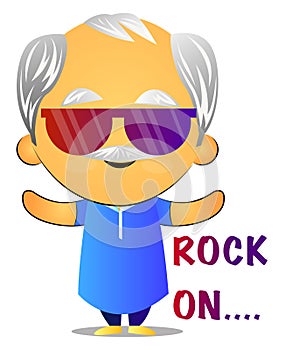 Cool old man, illustration, vector