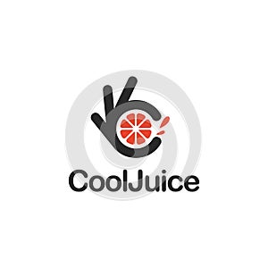 Cool orange fruit juice icon. Ok symbol, Okay vector logo, high quality