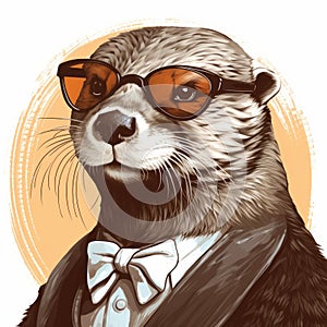 Cool Otter In Glasses: Retro-style Portraitures With A Twist