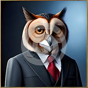 Cool owl wearing clothes - ai generated image
