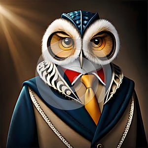 Cool owl wearing clothes - ai generated image