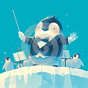 Cool Penguin Conductor in Tuxedo