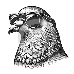 Cool Pigeon Wearing Sunglasses engraving raster