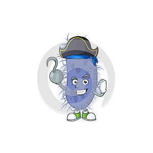 Cool pirate of salmonella typhi cartoon design style with one hook hand