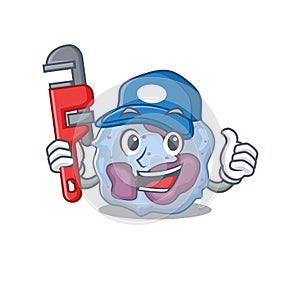 Cool Plumber leukocyte cell on mascot picture style