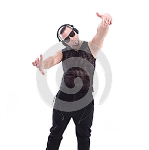 Cool rapper showing thumbs up .isolated on white