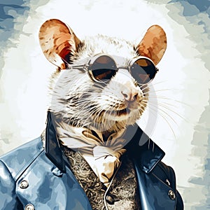 Cool Rat In Sunglasses: A Stylish Illustration Of Aristocracy photo