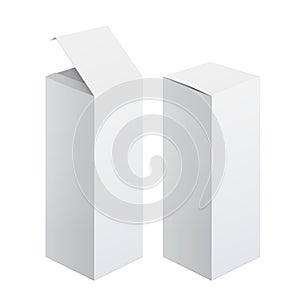 Cool Realistic White Package Cardboard Box Opened.