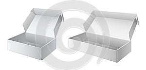 Cool Realistic White Package Cardboard Boxes Opened.
