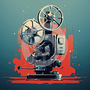Cool retro movie projector poster