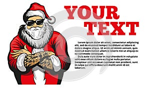 Cool Santa Claus vector illustration, banner photo