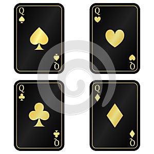 Cool Set Four Queens black card with gold