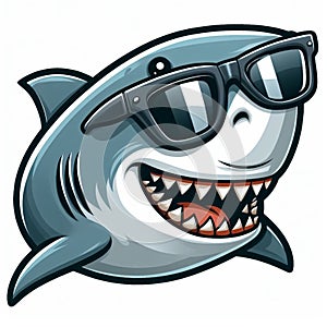 Cool shark wear glasses cartoon isolated on white background, suitable for making stickers and illustrations 4