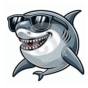 Cool shark wear glasses cartoon isolated on white background, suitable for making stickers and illustrations 6