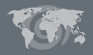 A cool and simple world map of black and white color with continents