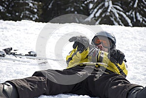 Cool skier enjoying the snow