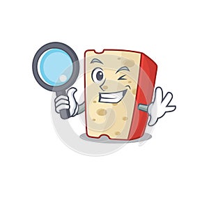 Cool and Smart dutch cheese Detective cartoon mascot style