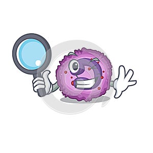 Cool and Smart eosinophil cell Detective cartoon mascot style