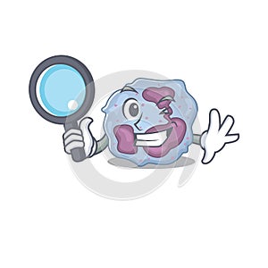 Cool and Smart leukocyte cell Detective cartoon mascot style