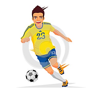 Cool soccer player in a yellow shirt