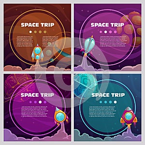 Cool space banners set.