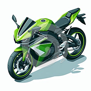 Cool sports motorbike, illustration in the form of an isometric object presented on a white background 2