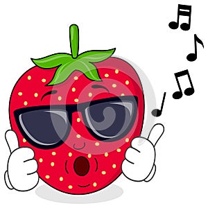 Cool Strawberry Whistling with Sunglasses