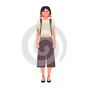 Cool student girl in standing pose