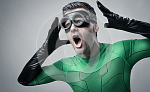 Cool superhero shouting out loud