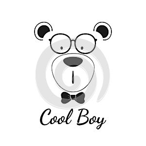 Cool teddy bear boy with glasses isolated on white background.