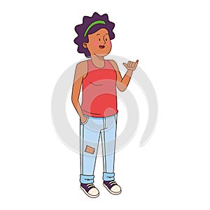 Cool teen girl standing icon