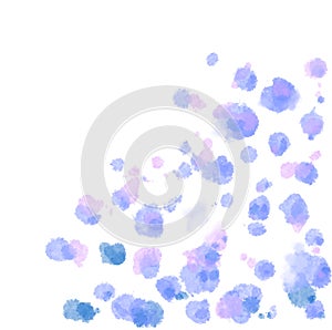 Cool tone pueple blue leaves and flowers abstract dots pattern watercolor painting