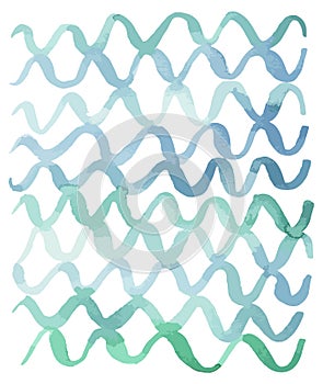Cool Toned Abstract Squiggle Watercolor Pattern Illustration