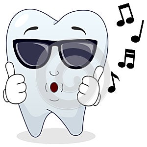 Cool Tooth Character with Sunglasses